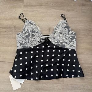 Abercrombie and Fitch The A&F Bella Tie-Front Cami in Polka Dots